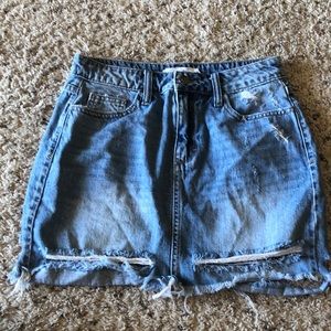 DESTROYED DENIM SKIRT